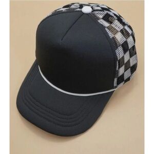 BRAND NEW WITH TAGS Black Checkered Trucker Snapback Cap
